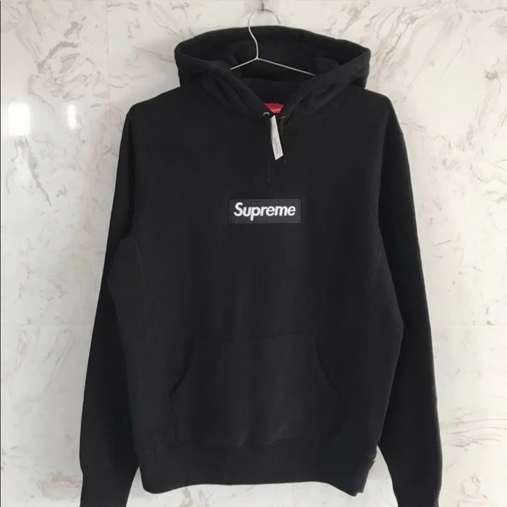 Supreme Box Logo Hoodie- Black on white; FW16